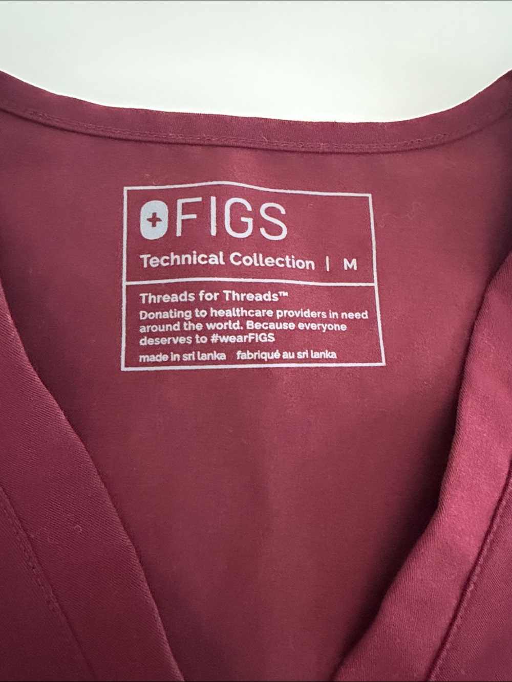 FIGS Women's V-Neck Scrub Top and Jogger Set in Burgundy - Picture 2 of 6